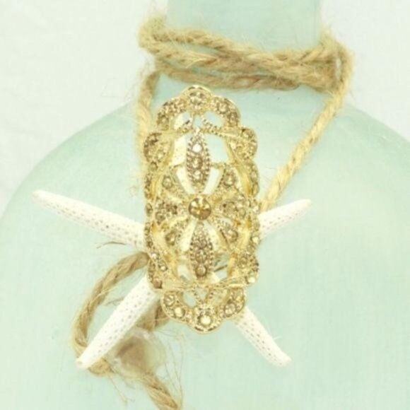 Anthropologie Lydell Statement Ring 6 Yellow Gold New with Tags Yellow Gold Plat - Picture 4 of 4